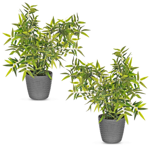 Plastic Plant Pot with Wave Design 18cm Grey - Set of 2